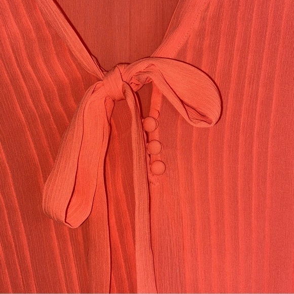 Lane Bryant Orange Chiffon Tie Neck Blouse - Picture 2 of 5